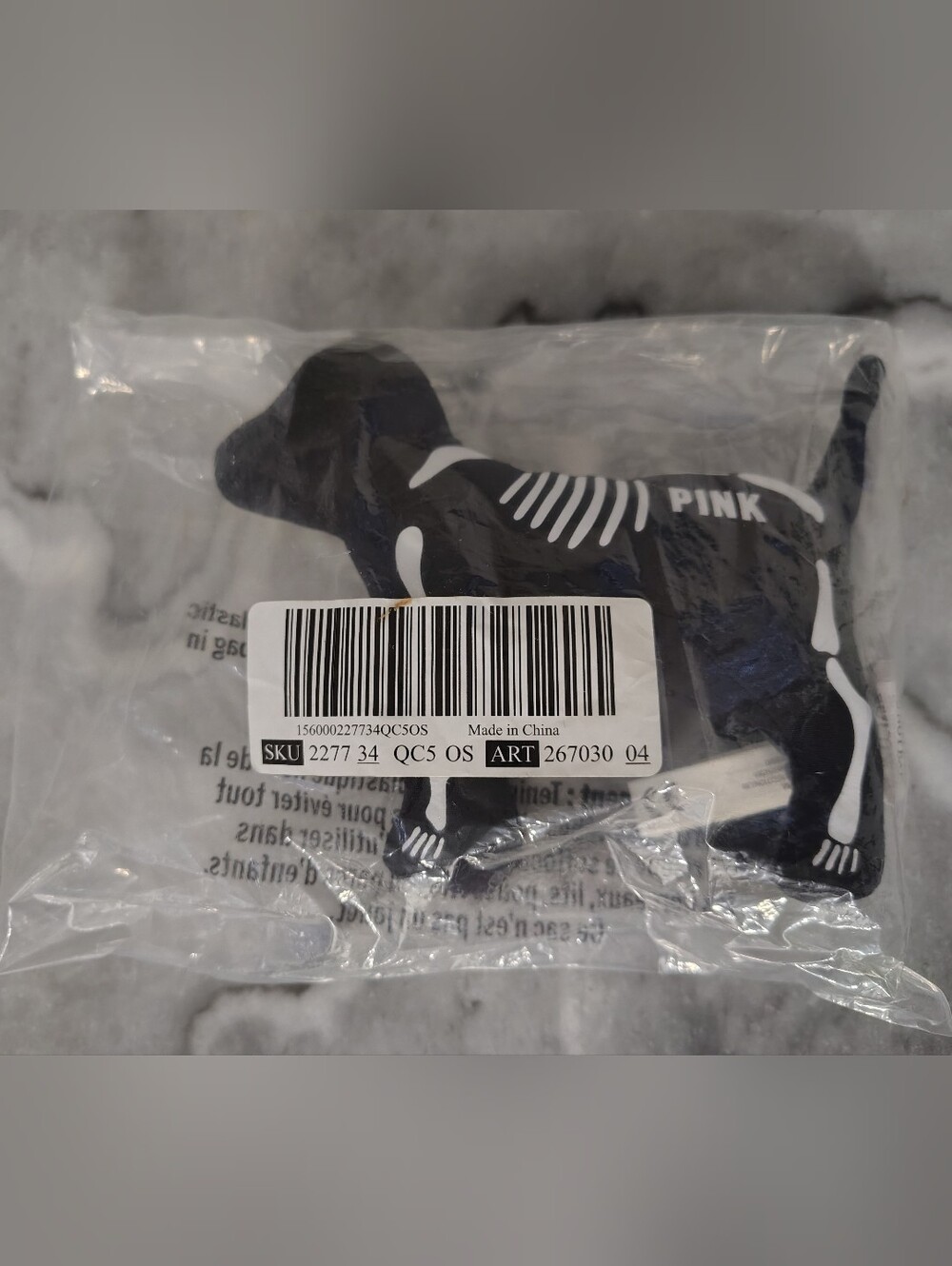 PINK Victoria's Secret Black Dog Skeleton